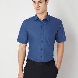 MARK & ALBERT Men India Slim Fit Spread Collar Solid Cotton Formal Shirt-image-29