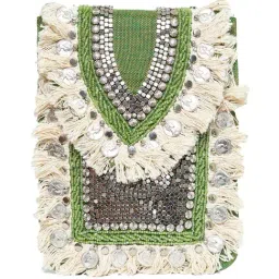 NR by Nidhi Rathi Green Fabric Envelope Clutch-33