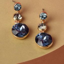 Accessorize London Blue Harvest Blue & Golden Drop Earrings-46