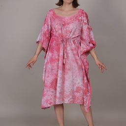 Flora & Fauna Women Kimono Sleeves Cotton Kaftan Dress-image-89
