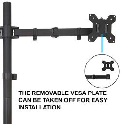 Rife Extra Tall Single LCD Computer Monitor Adjustable Desk Stand for 1 Screen up to 29 inch, Supports Weight up to 10 kgs, Black (Clamp Type) image 3