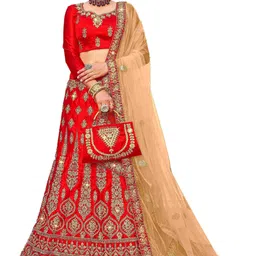 Maroosh Embroidered Thread Work Unstitched Lehenga & Blouse With Dupatta-51