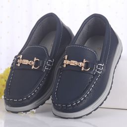 Cute Walk by Babyhug Slip On Solid Formal Shoes with Chain Link - Dark Blue-image-66