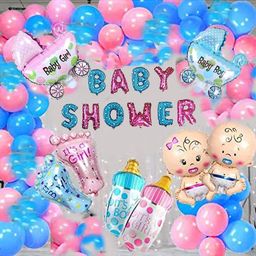 Bubble Trouble Baby Shower Combo Decorations Set 50 Pcs Baby Shower Balloon Latex Glue Dot Baby with For Maternity Pregnancy Photoshoot Material Items Supplies-6