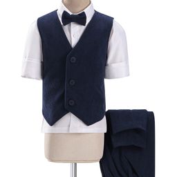 Babyhug Full Sleeves Premium Corduroy Party Suit - Black & White-image-93