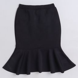 Aww Hunnie Solid Fish Cut Pencil Skirt - Black-image-36