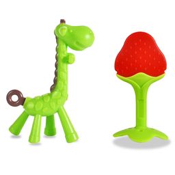 Chinmay Kids Silicone Baby Teether Giraffe and Stand Shape Baby Teething Toy Cartoon BPA Free Teether Green & Red-29