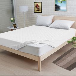 ADBENI HOME Rich Micro Piece Fabric Quilted Mattress Protector - White-image-93