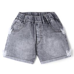 Kookie Kids Solid Shorts with Butterfly Applique - Black-image-19