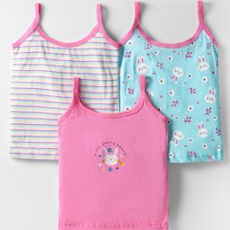 Bodycare Cotton Knit Sleeveless Slips With Stripes & Bunny Print Pack Of 3 - Pink & Light Blue-image-66