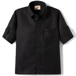 Rikidoos Full Sleeves Textured Shirt - Black-image-81