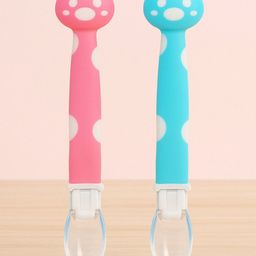 Badal Kidz Silicone Spoon for Baby Feeding, BPA Free Food Grade Material Spoon, Baby Feeding Spoon with Comfortable Grip Handle - Blue & Pink (Pack Of 2)-28