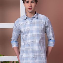 COBB Slim Fit Tartan Checked Long Sleeves Cotton Shirt-image-51