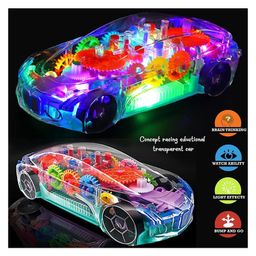 Oskart 360-Degree Rotating Transparent Racing Car with Music & 3D Flashing Lights - Musical Toy for Kids image 2