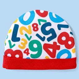 Babyhug Interlock Knit Cap Mittens And Booties Set with Text Prints White - Diameter 12 cm image 2