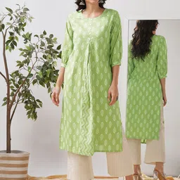 KAMI KUBI Women Ethnic Motifs Printed Daily Pure Cotton Straight Kurta-picture-16