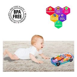 Oskart 360-Degree Rotating Transparent Racing Car with Music & 3D Flashing Lights - Musical Toy for Kids image 4