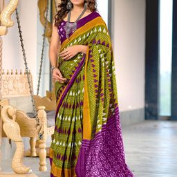 Panzora Geometric Printed Ikat Saree-image-38