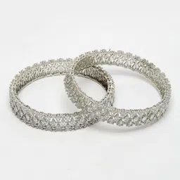 ZENEME Set Of 2 Rhodium-Plated AD-Studded Bangles image 2
