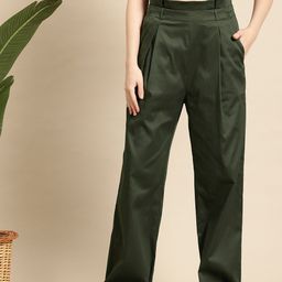Mast & Harbour Women High-Rise Pleated Trousers-image-60