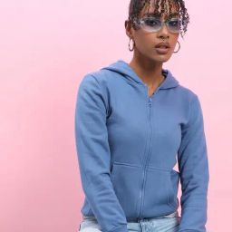 Campus Sutra Blue Cotton Sweatshirt-image-95