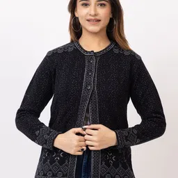 TWENTY ME Women Embroidered Woollen Cardigan with Embroidered Detail-image-73