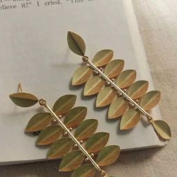 Johori Golden Leaf Shape Statement Dangler Earrings for Women-0