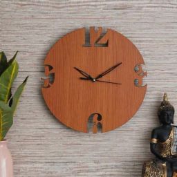 eCraftIndia Brown Wood Round Shape Designer Wall Clock-18