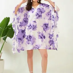The Kaftan Company Purple Tie & Dye Beachwear Kaftan-image-60