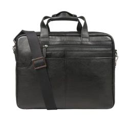 Hidesign Phaeton 01 Black Textured Medium Laptop Messenger Bag-image-5