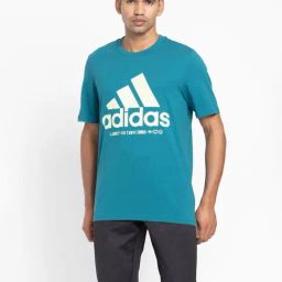 Adidas Turquoise Cotton Regular Fit Printed Sports T-Shirt-image-32