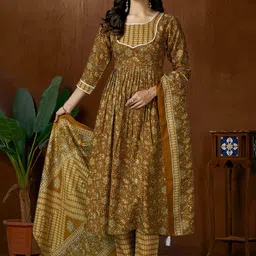 divastri Pure Cotton Printed Anarkali Kurta Pant Dupatta Set-picture-17