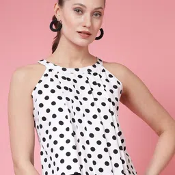 BEING NAUGHTY Polka Dot Printed Halter Neck A-Line Crop Top-picture-43