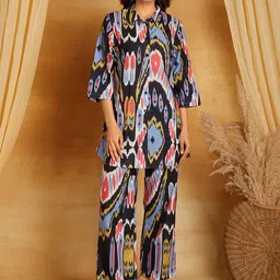Sanash Collection Autumn And Summer Printed Pure Cotton Tunic With Trousers Co-Ords Set-picture-24