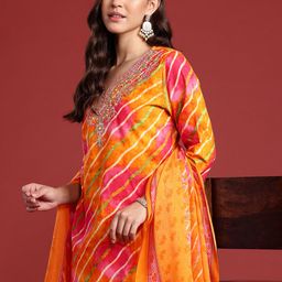 Anouk Floral Printed Sequinned Pure Cotton Kurta with Trousers & With Dupatta-picture-10