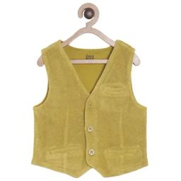 MINIKLUB Kids Yellow Cotton Regular Fit Waistcoat-image-98