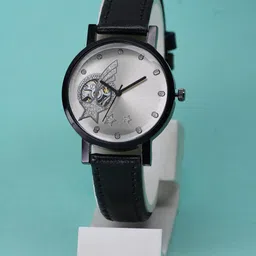 VIRAKTI Women Brass Dial & Leather Wrap Around Straps Analogue Watch F-69-BLACK SILVER-A.-image-96
