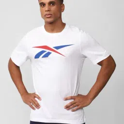 Reebok White Cotton Slim Fit Printed Sports T-Shirt-image-76