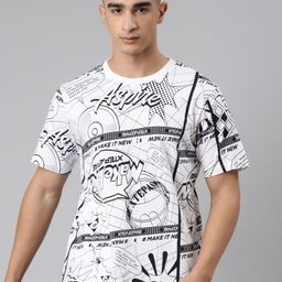 Xtep Men Abstract Printed Round Neck Pure Cotton Relaxed Fit T-shirt-picture-15