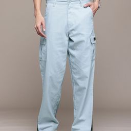 The Roadster Lifestyle Co. Men Pure Cotton Cargo-Style Relaxed Trousers-picture-14