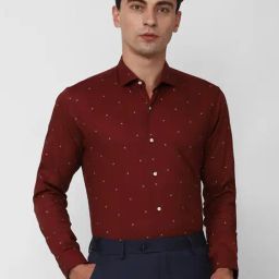Peter England Maroon Cotton Regular Fit Printed Shirt-image-86