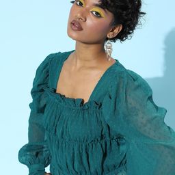 plusS Women Tranquil Teal Polka Dots Top-image-51