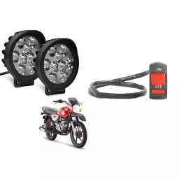 Cartronics 9 Round Cap LED Fog Light With On/Off Switch for Bajaj Boxer BM150 (Set of 2 Pcs)-25