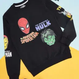 Pantaloons Junior Black Cotton Printed Full Sleeves Sweatshirt-picture-10
