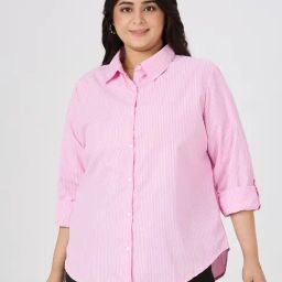 Style Quotient Pink Blended Striped Shirt-72