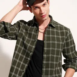 HIGHLANDER Checked Spread Collar Long Sleeves Shirt-image-87