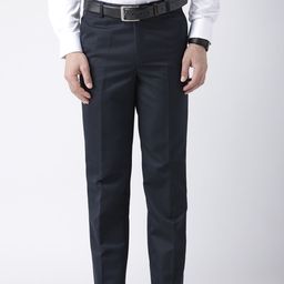 Hangup Men Blue Solid Formal Trousers-image-8