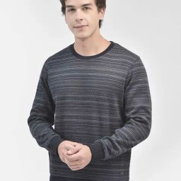 Crimsoune Club Black Slim Fit Striped Sweatshirt-12