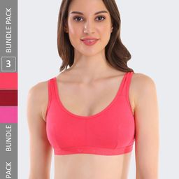 POOJA RAGENEE Pack Of 3 Full Coverage Non-padded Wireless Bra sq1011_3p_dpk_mr_crl_28b-picture-5