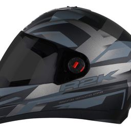 Steelbird SBA-1 R2K ISI Certified Full Face Graphic Helmet in Matt Finish Fitted with Clear Visor (Large 600 MM, Matt Black Grey with Extra Smoke Visor) image 1